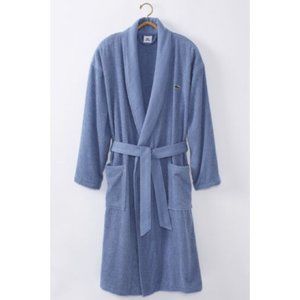NEW Lacoste Textured Terry Bath Robe (NWT), One Size, Blue/Storm